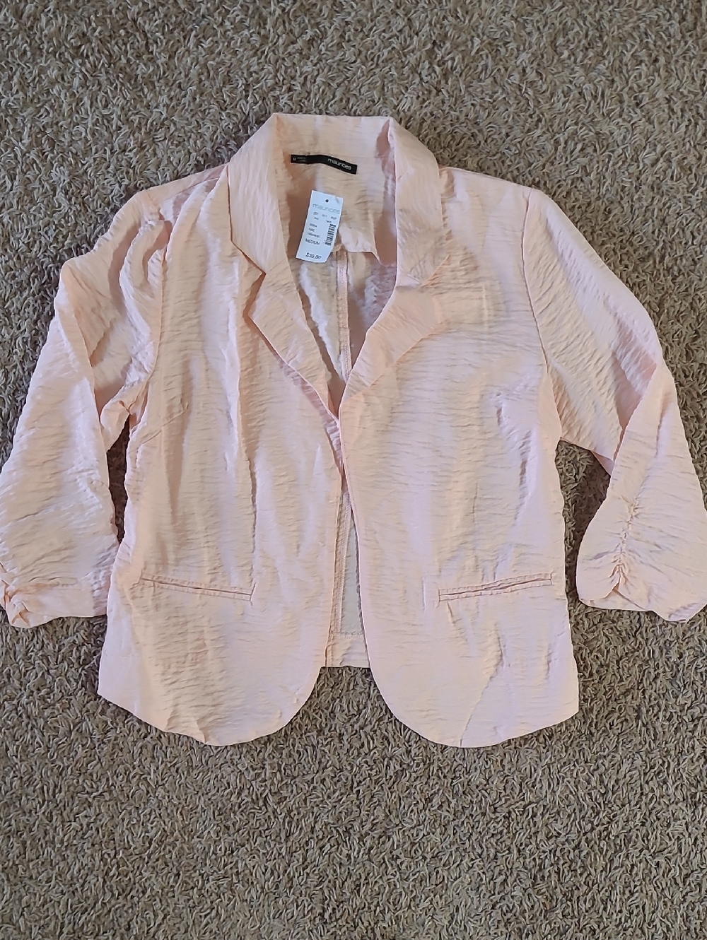 Maurices Women’s Light Pink Textured Open Blazer Size Medium